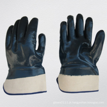 Blue Nitrile Fuly Coated Jersey Liner Safety Cuff Work Glove